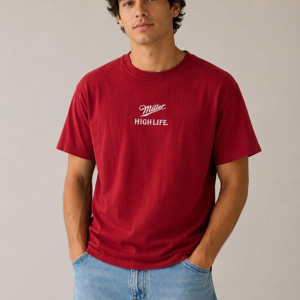 Miller high life embroidered tee